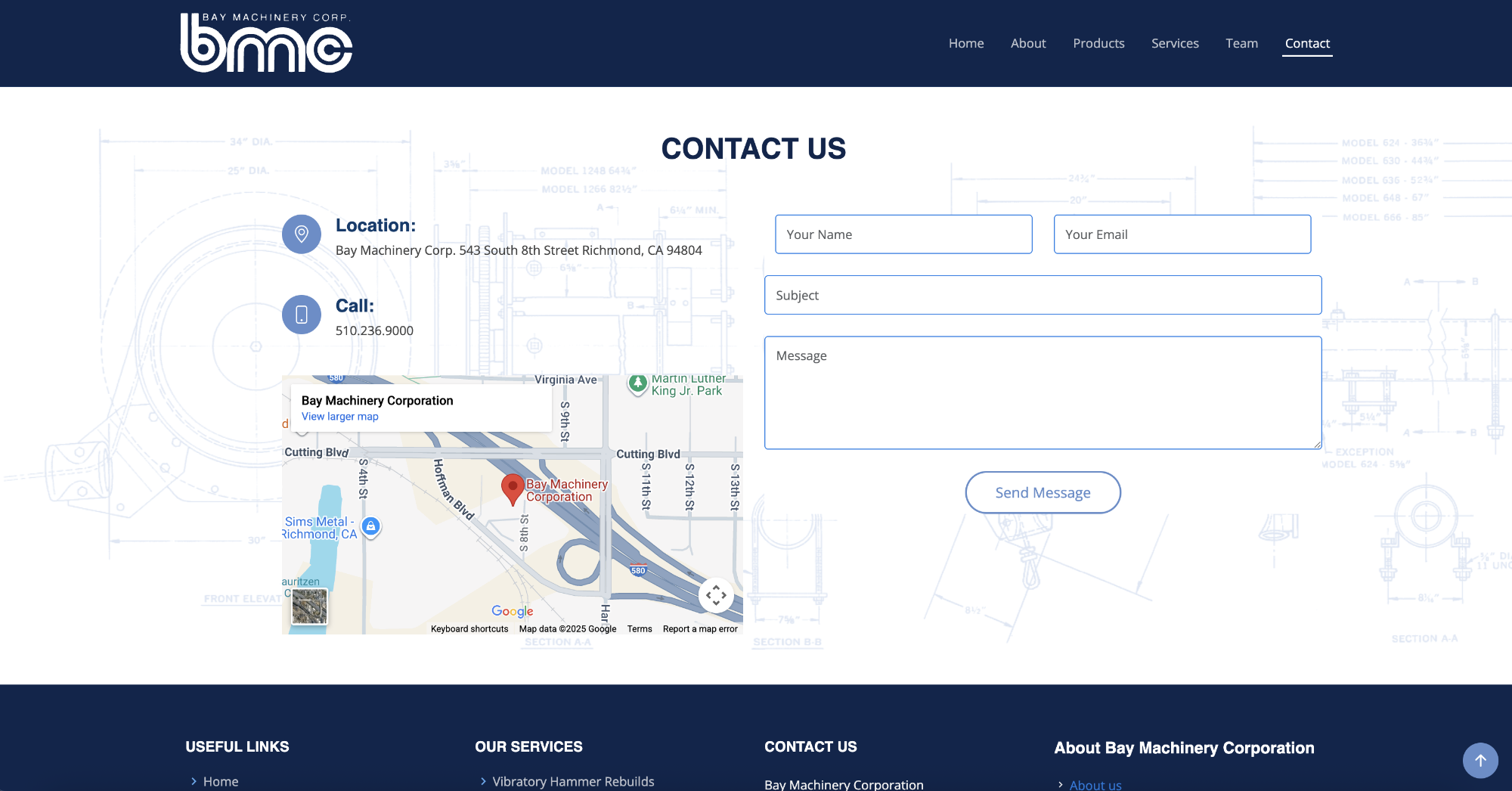 Bay Machinery Corporation contact page